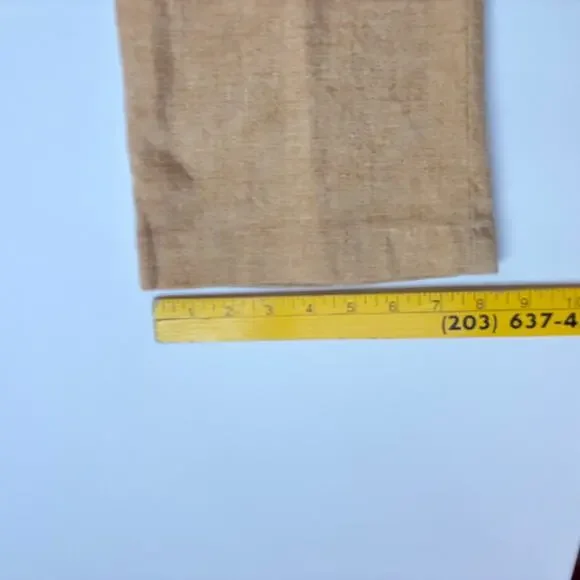 Vintage HIS For Her Linen Blend Flare Pants Straw Tan Mid Rise 70s Style 4 Est - Picture 10 of 10